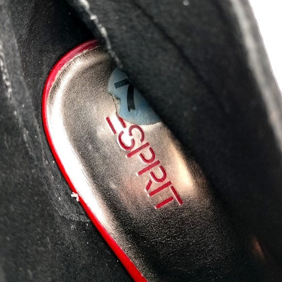 Esprit Black Suede Platform Lace Up Ankle Boot Sz. 7.5 - Picture 5 of 10